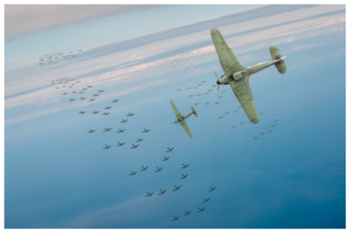Hawker Hurricanes attacking Heinkel bombers